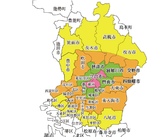 布団クリーニングも宅配で楽々！大阪府守口市を中心とした宅配エリアマップ